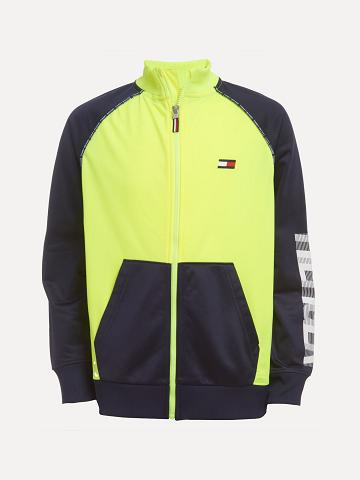 Fiú Tommy Hilfiger Big Colorblock Pálya Jacket Pulóver Kék | HU 2213FDN